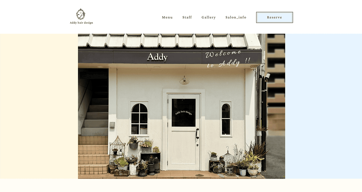美容室 「ADDY HAIR DESIGN」 ウェブサイト(自主制作)